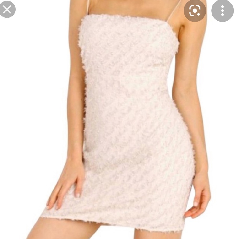 Astr The Label Cream Mini Frayed Detail Dress - Picture 3 of 4